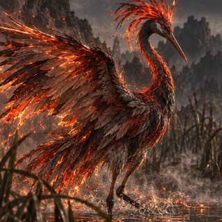 Vermilion Crane